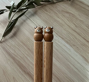 Kawaii Japanese wooden animals Hashi Chopsticks Bears Bunnies Shibainu Calico cats Cutie friends Bento lunch for your Happy time