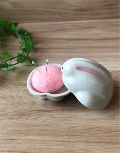 Kawaii Bunny Mamezara with Lid Very small size container Jam Sauce Butter Ketchups Pin Cushion Accessories Case