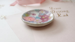 Flowers painting’s Mamezara Tableware Japanese little pottery very small dish for Jam Butter Souse Ketchups Handmade cookies beautiful gift