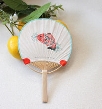 Load image into Gallery viewer, Japanese kawaii miniature size Uchiwa Fan drawing “Medetai” Happy Sea bream very cute The little fan is with you everywhere
