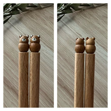 Load image into Gallery viewer, Kawaii Japanese wooden animals Hashi Chopsticks Bears Bunnies Shibainu Calico cats Cutie friends Bento lunch for your Happy time
