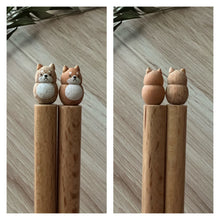 Load image into Gallery viewer, Kawaii Japanese wooden animals Hashi Chopsticks Bears Bunnies Shibainu Calico cats Cutie friends Bento lunch for your Happy time
