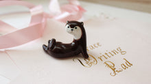 Load image into Gallery viewer, Sitting Otter Figurine Little Pottery Brown color
